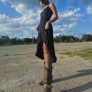 🐆 Abercrombie & Fitch Black Cheetah Print Wrap Dress – Size Medium